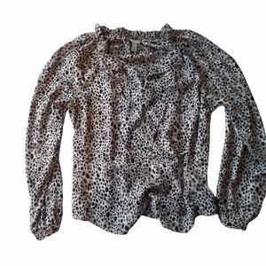 Leopard print blouse, size M, A New Day